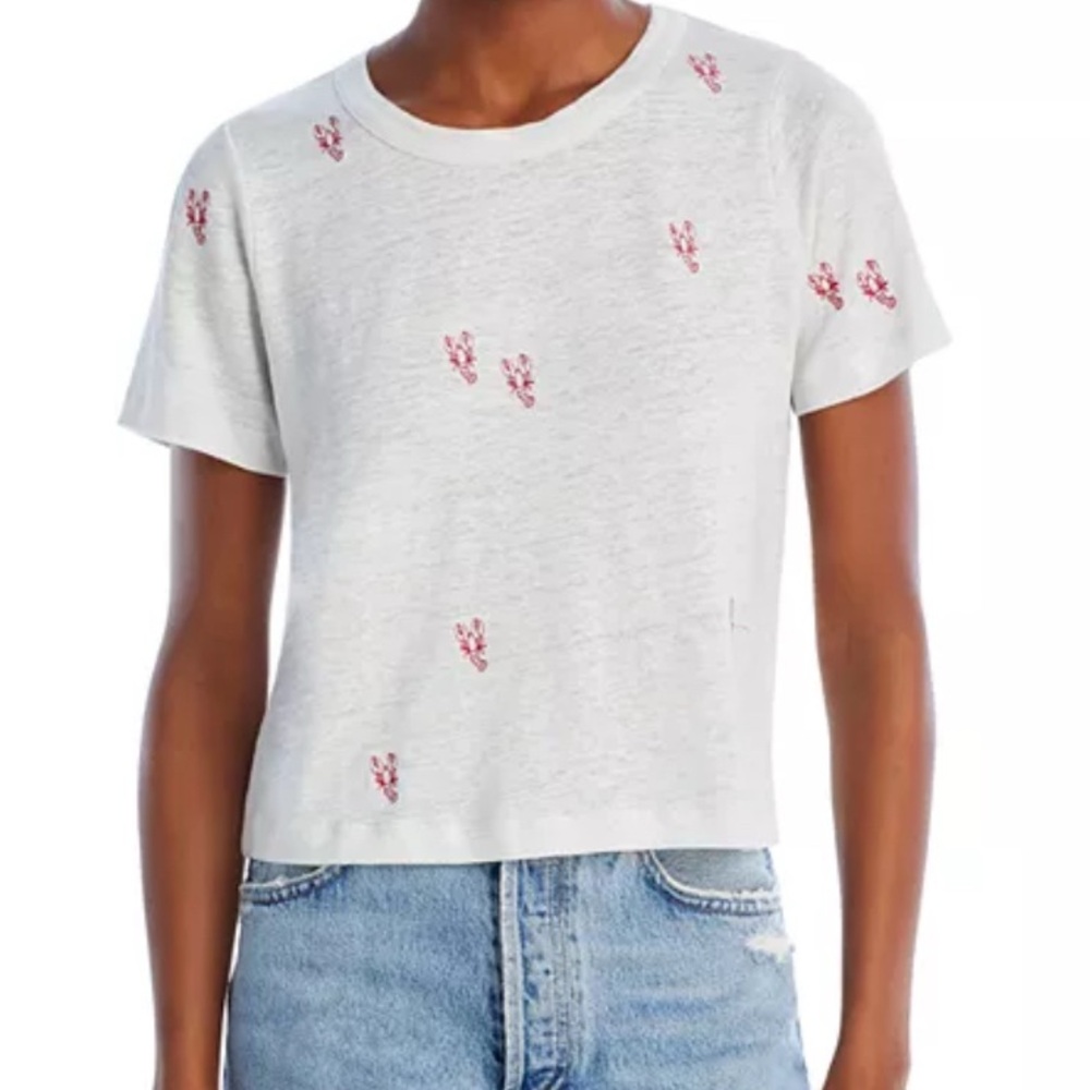 Chaser Linen Embroidered Short Sleeve Top - Picture 2 of 8